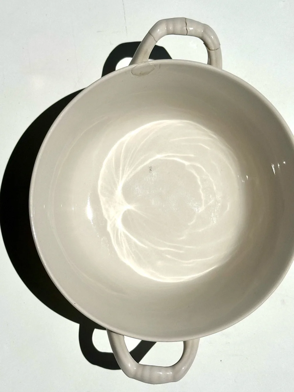 Rare! MIKASA Renaissance White Double-Handled Flat Cream Soup Bowl 4 3/4 repair